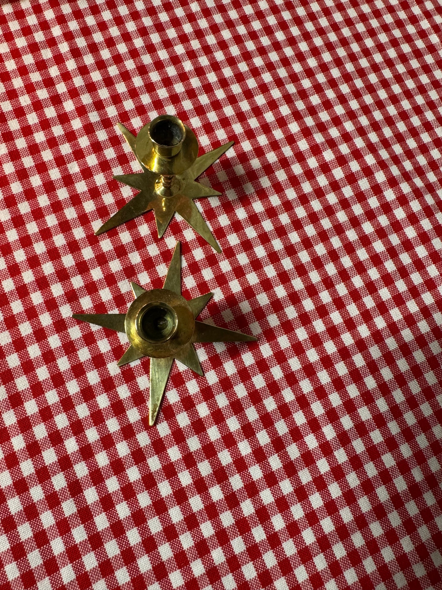 2 st mässingsljusstakar stjärnor för julgransljus