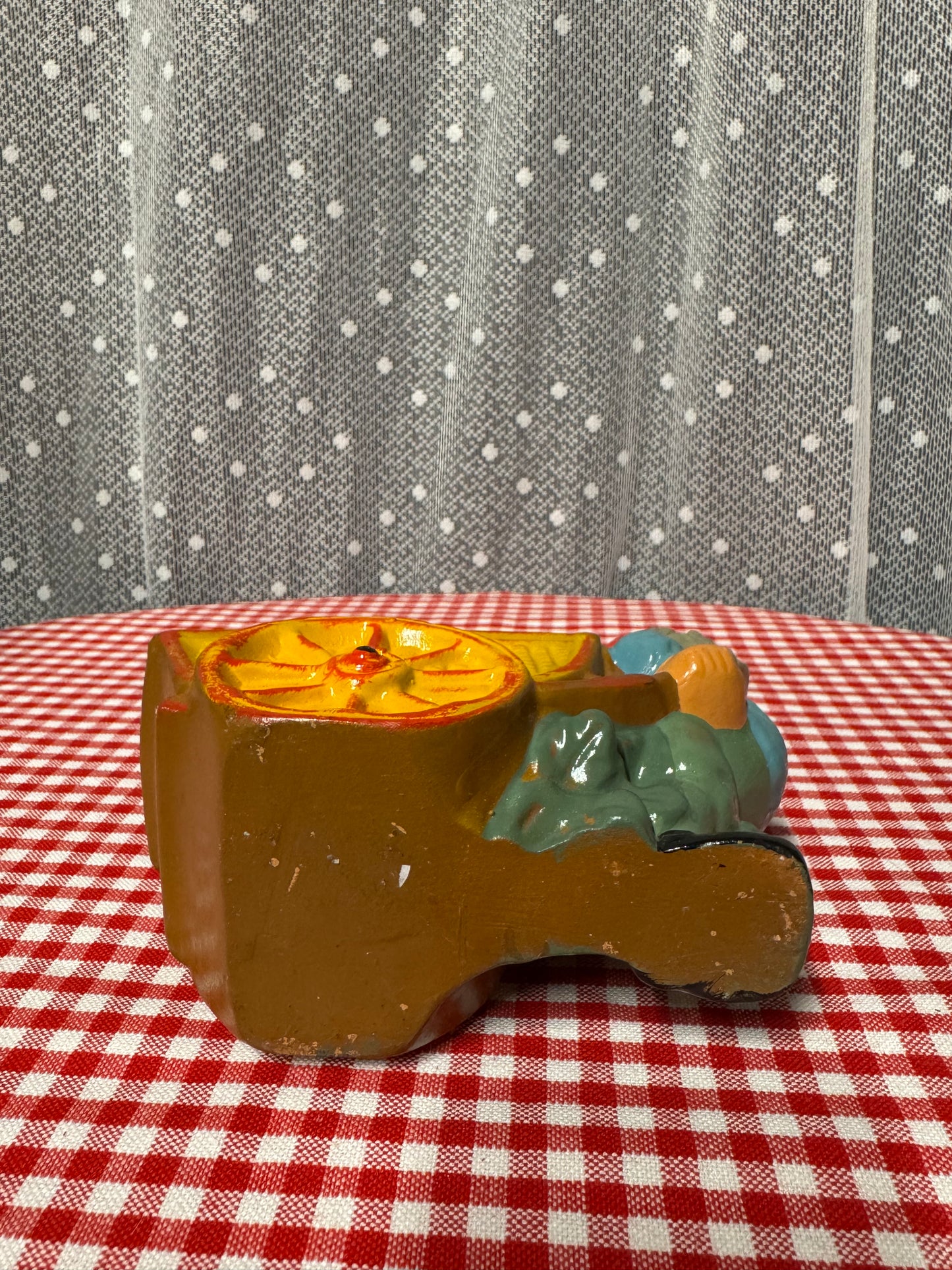 Äldre tomte med kärra i terrakotta W Germany 50/60-tal