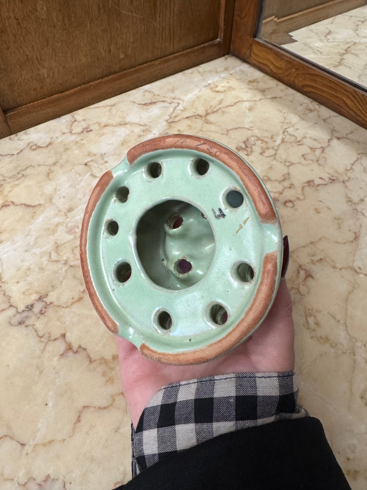 Grön blomsterfakir i keramik Ekeby