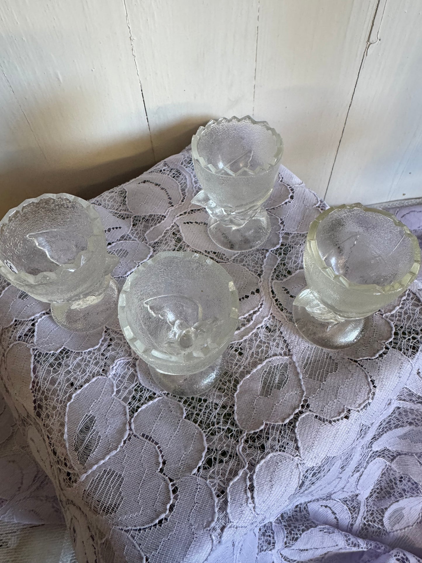 Äggkoppar i klarglas kycklingar, 4st