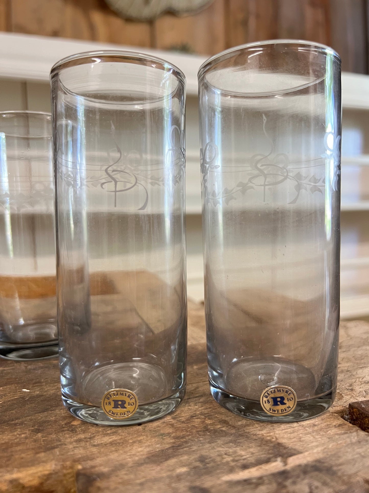 4 glas med dekor - Rejmyre Sweden