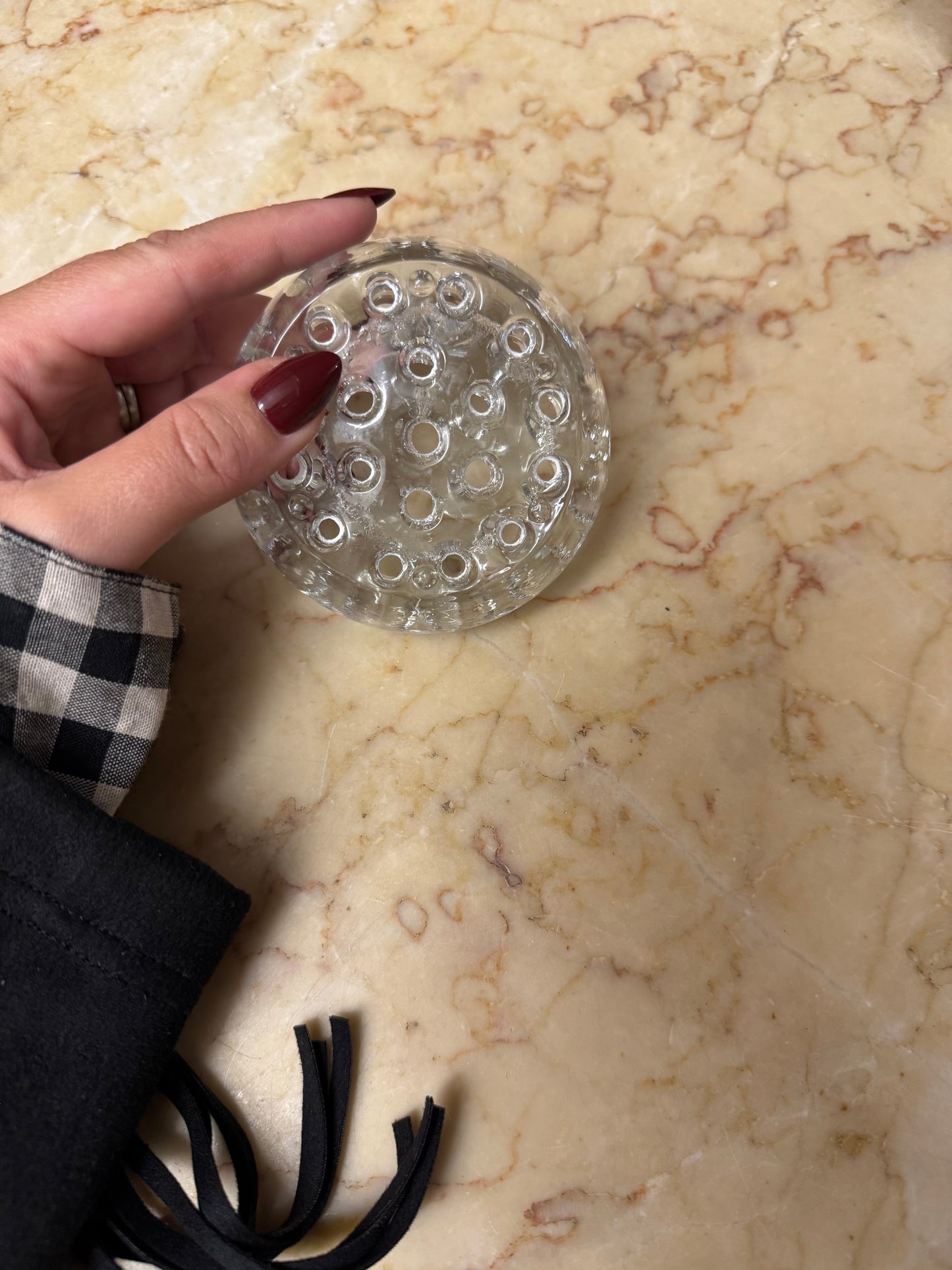 Stor blomsterfakir i klarglas - Ikebana 19 hål