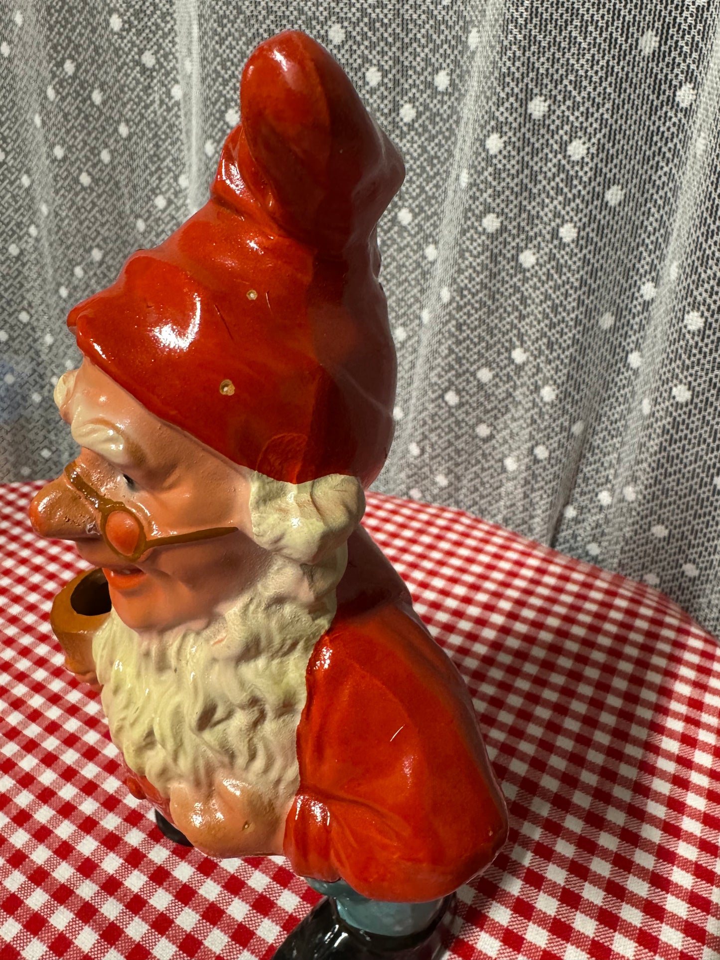 Äldre tomte med ljushållare för kronljus 50-tal