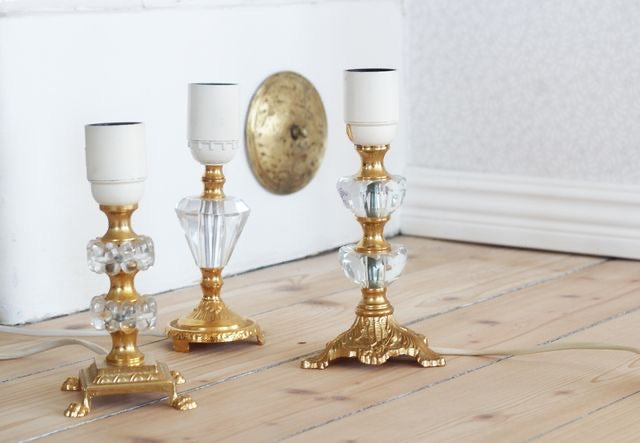 Lampfot i mässing och två nivåer i glas