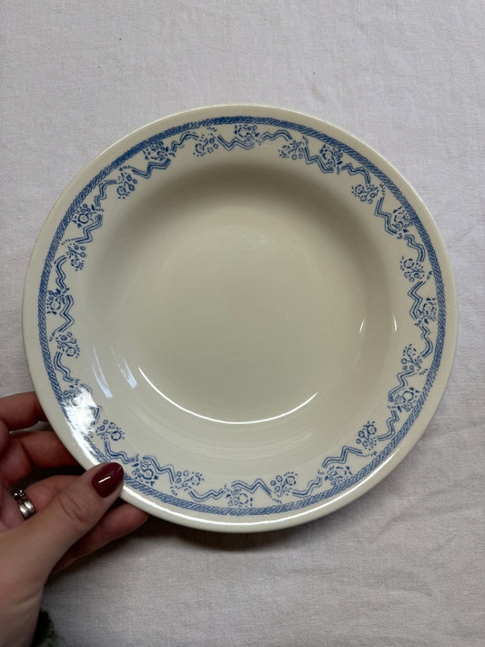 6st djupa tallrikar i blåvitt Oxford