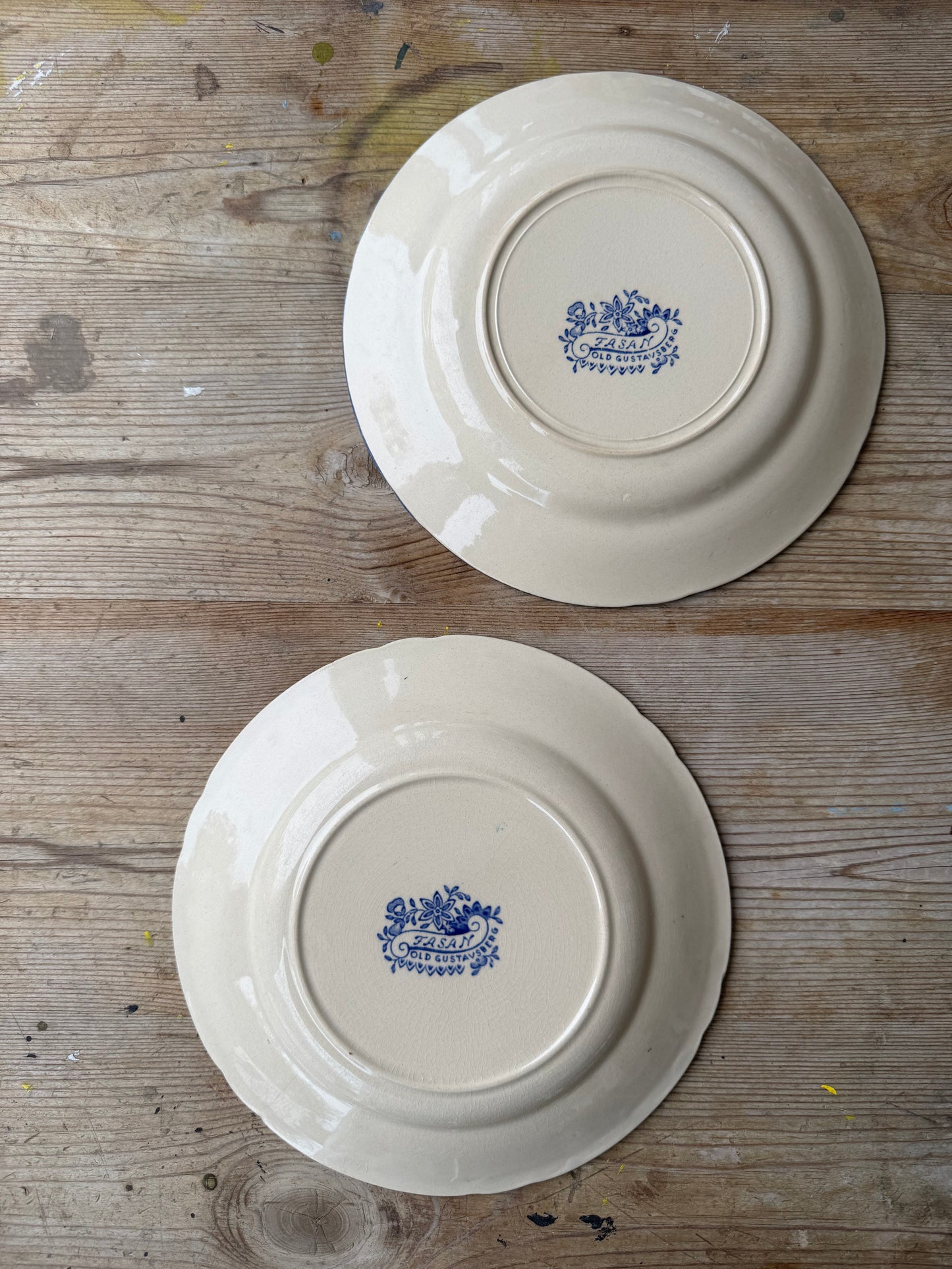 2st blåvita tallrikar Fasan Old Gustafsberg