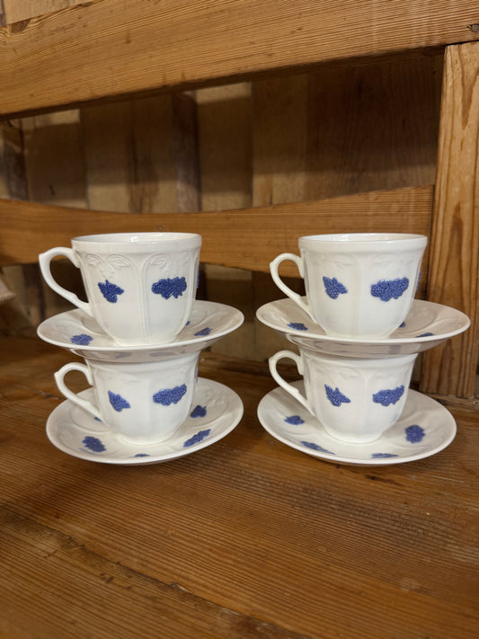 4st Blå Blom old Gustafsberg kaffekopp med fat