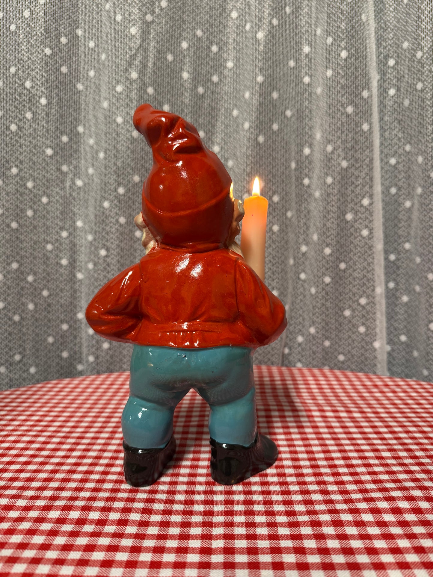 Äldre tomte med ljushållare för kronljus 50-tal