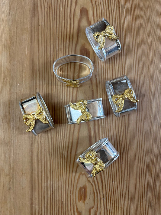 Servettringar med rosett, 6st