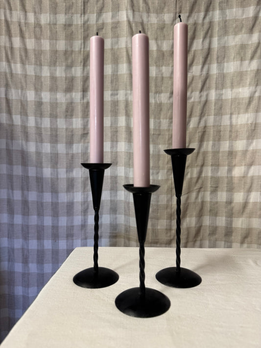 Ljusstakar i smide, Käck & Hedbys Leksand, 3 st, vintage