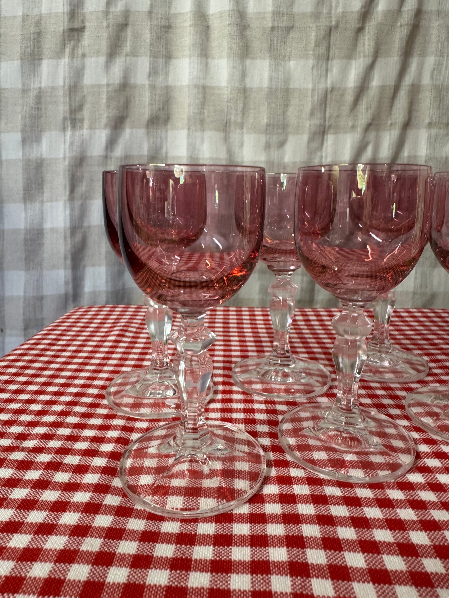 Rosa starkvin/likörglas på fot, 6st