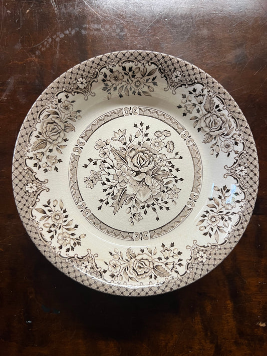 6st djupa tallrikar/skålar i brunt - Engelskt porslin