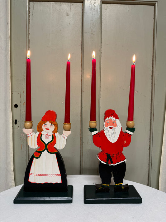 Tomtemor och tomtefar ljusstakar