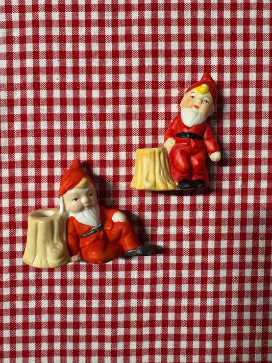 2st porslinstomtar för julgransljus