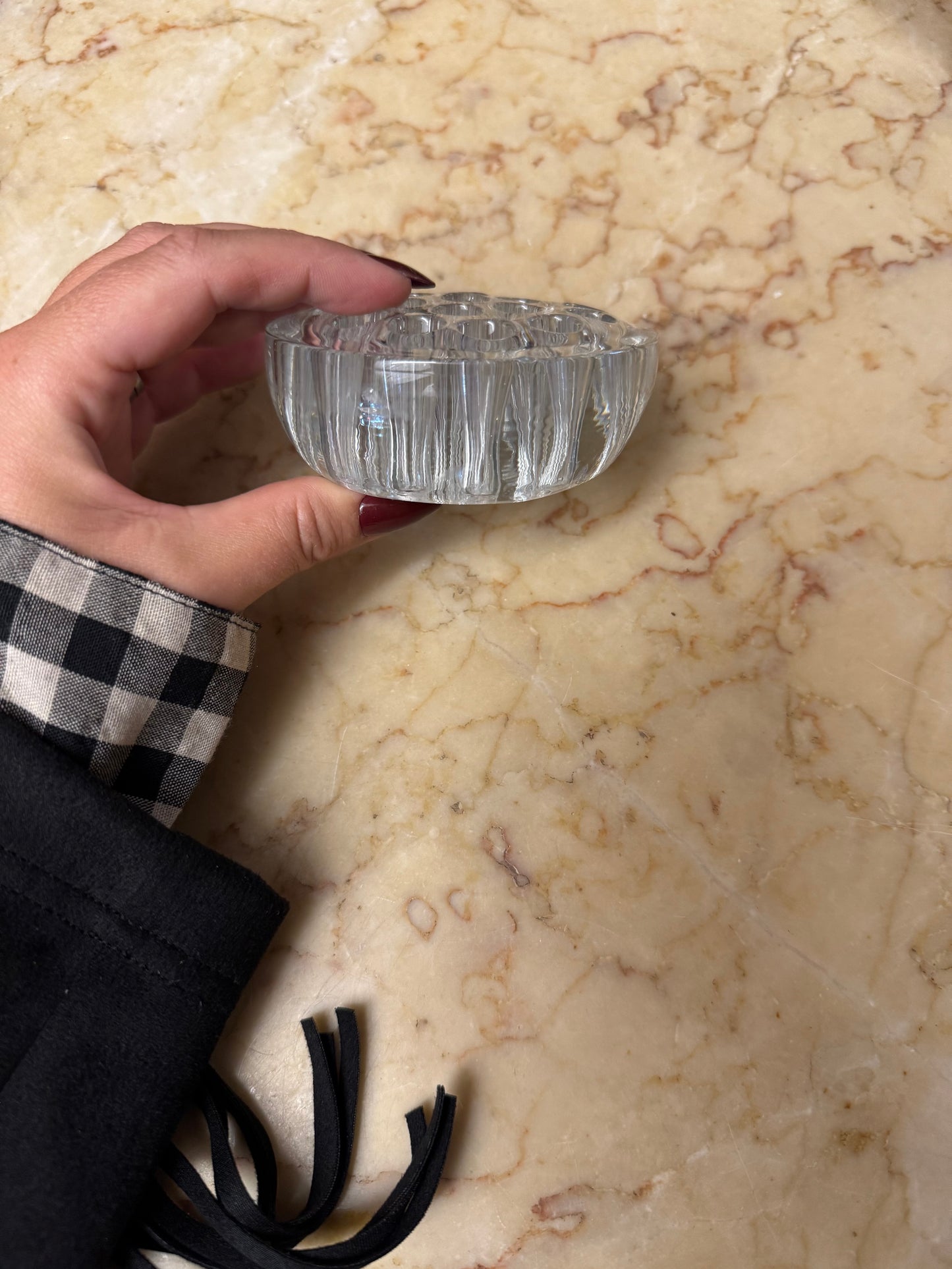 Stor blomsterfakir i klarglas - Ikebana 19 hål