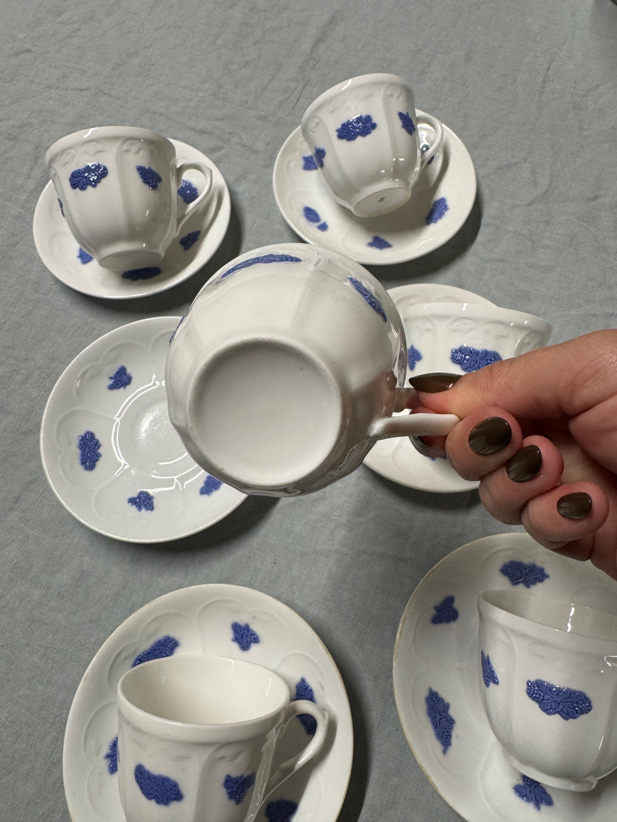 6st kaffekoppar med fat Blå Blom Gustavsberg