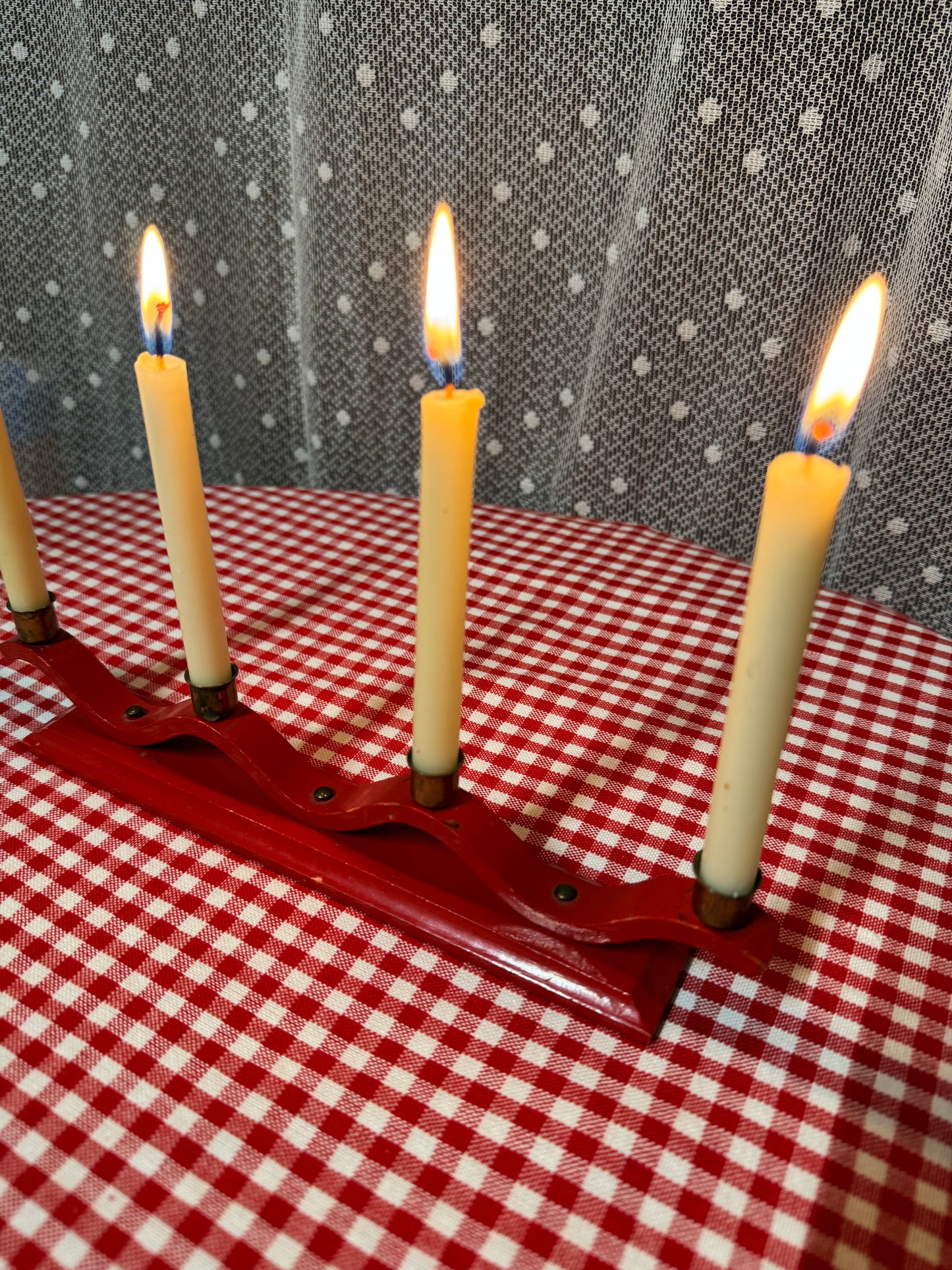 Art deco vågig träljusstake för julgransljus