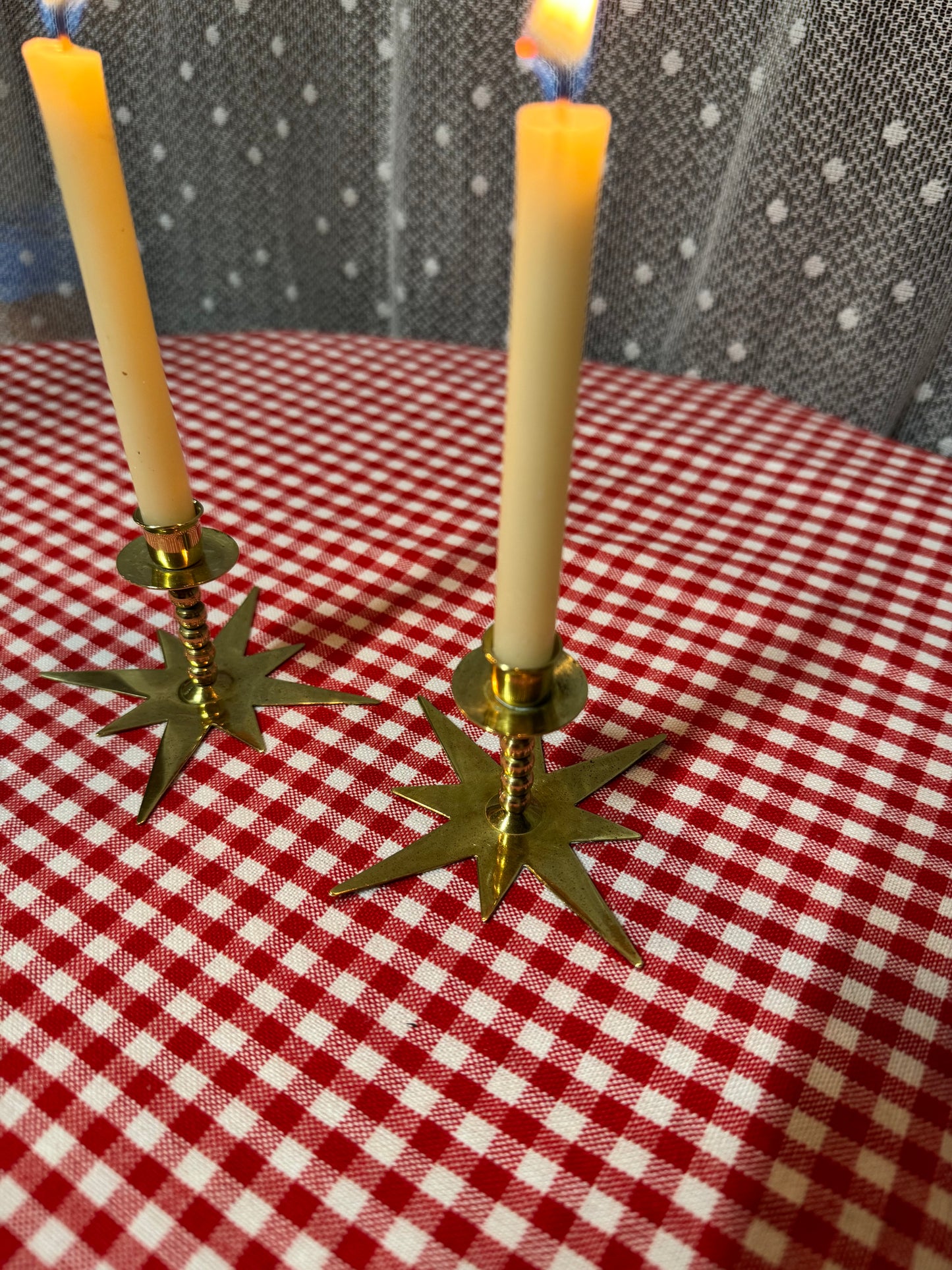 2 st mässingsljusstakar stjärnor för julgransljus