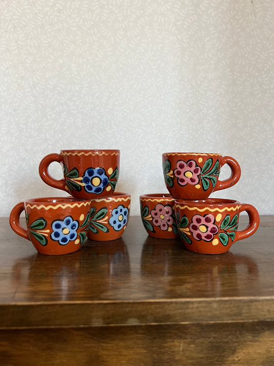 6 st glöggmuggar med målade blommor