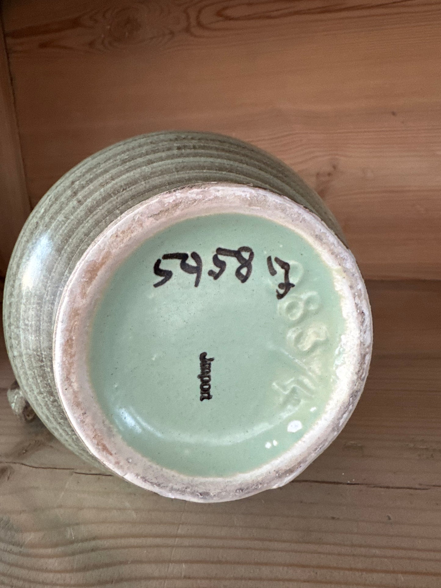 Grön keramikkanna Jasba 1960-tal