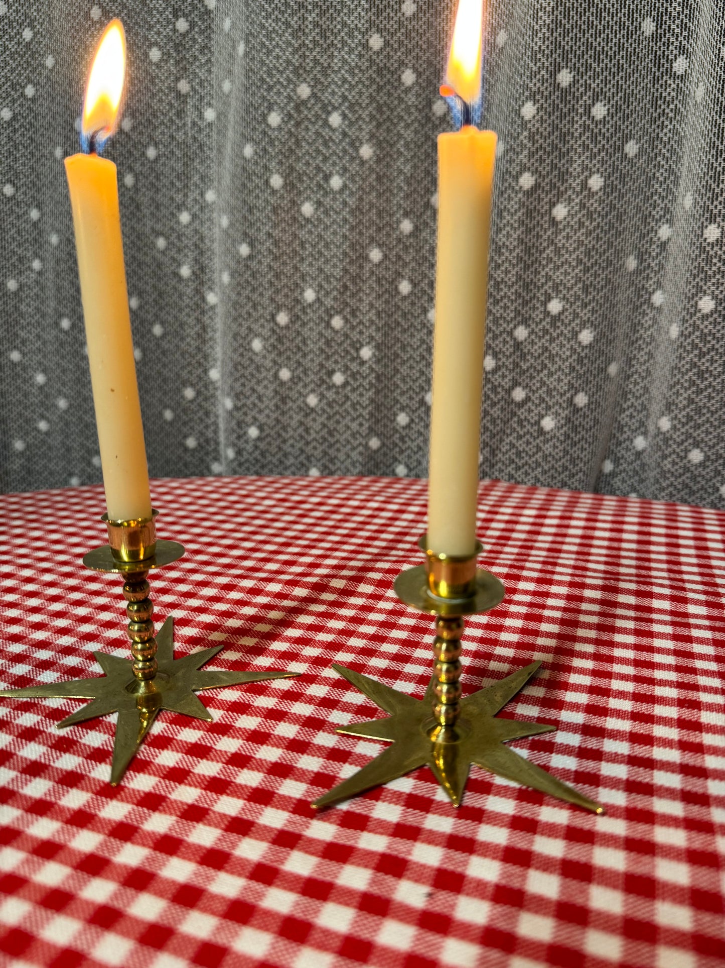 2 st mässingsljusstakar stjärnor för julgransljus