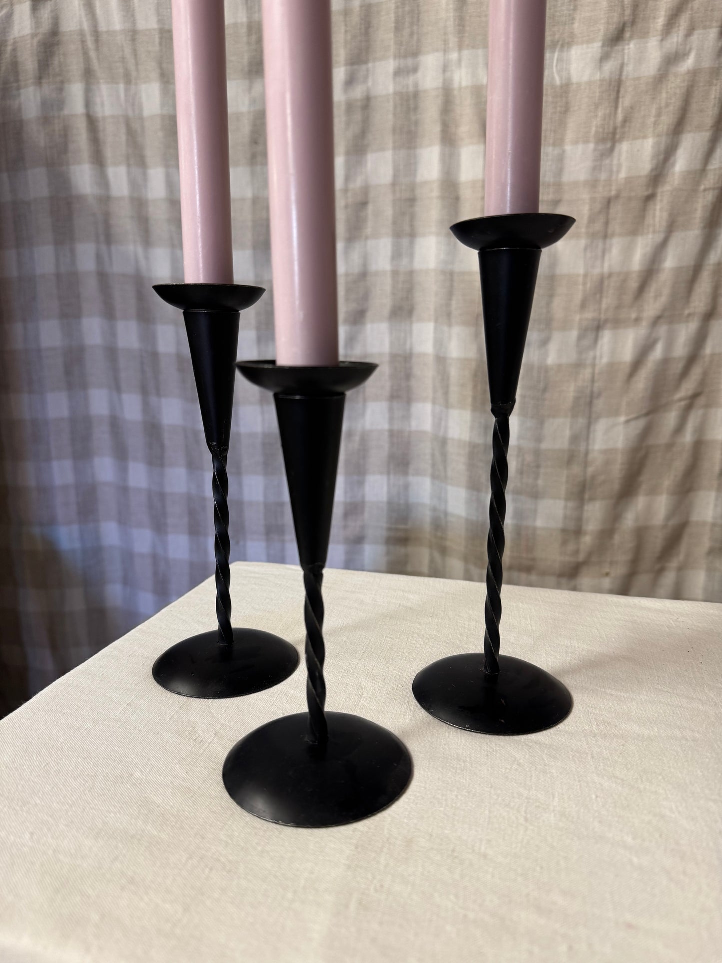 Ljusstakar i smide, Käck & Hedbys Leksand, 3 st, vintage