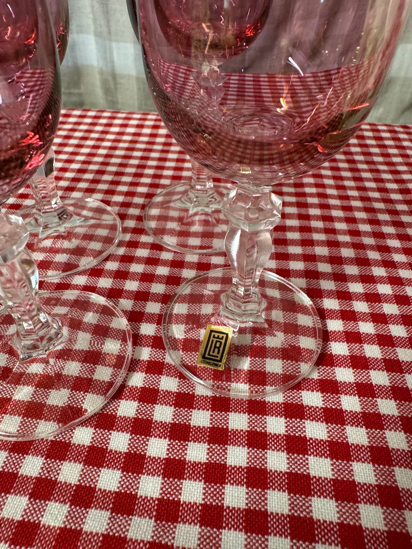 Rosa starkvin/likörglas på fot, 6st