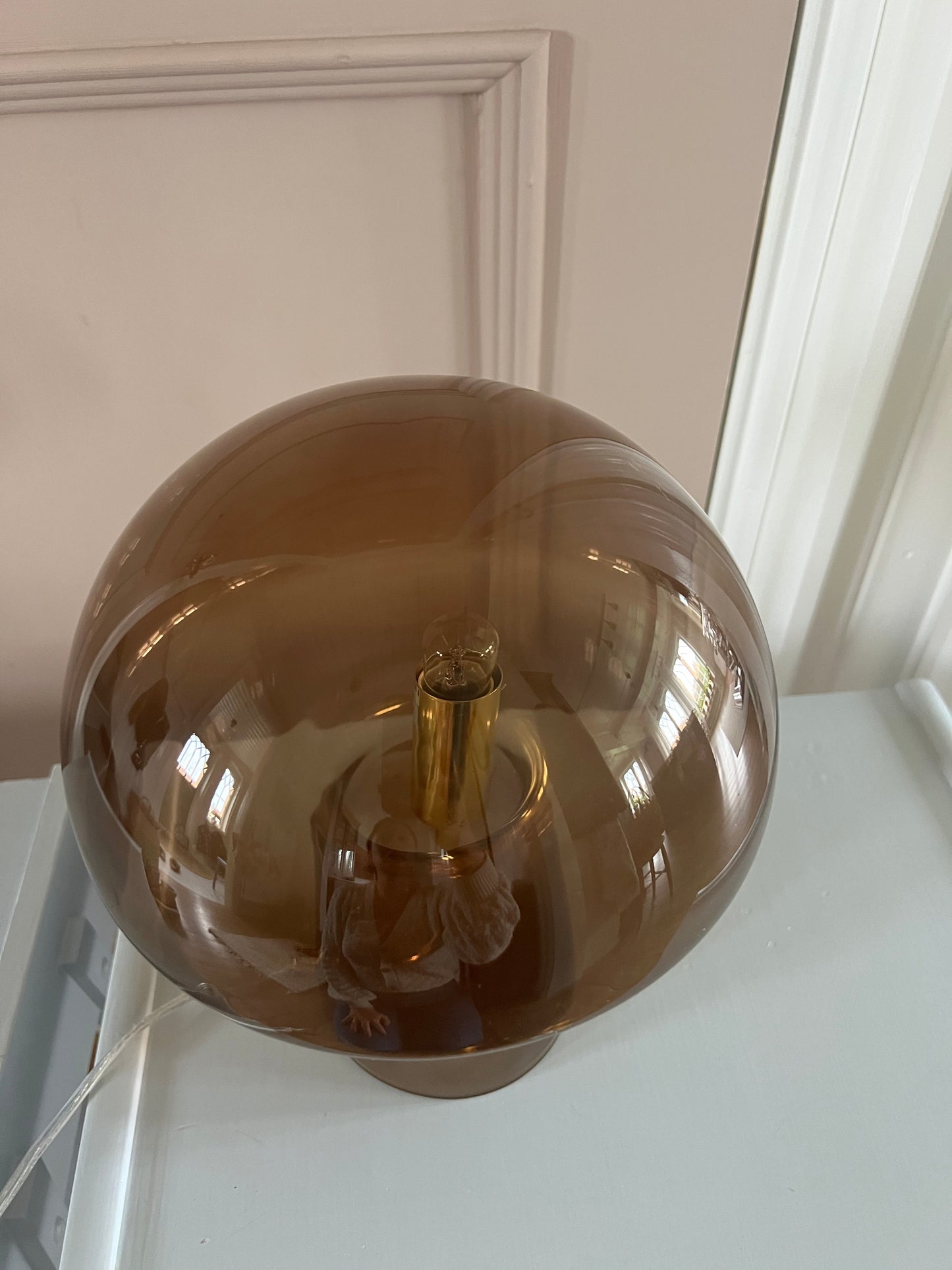 Bordslampa i svampform brunt glas