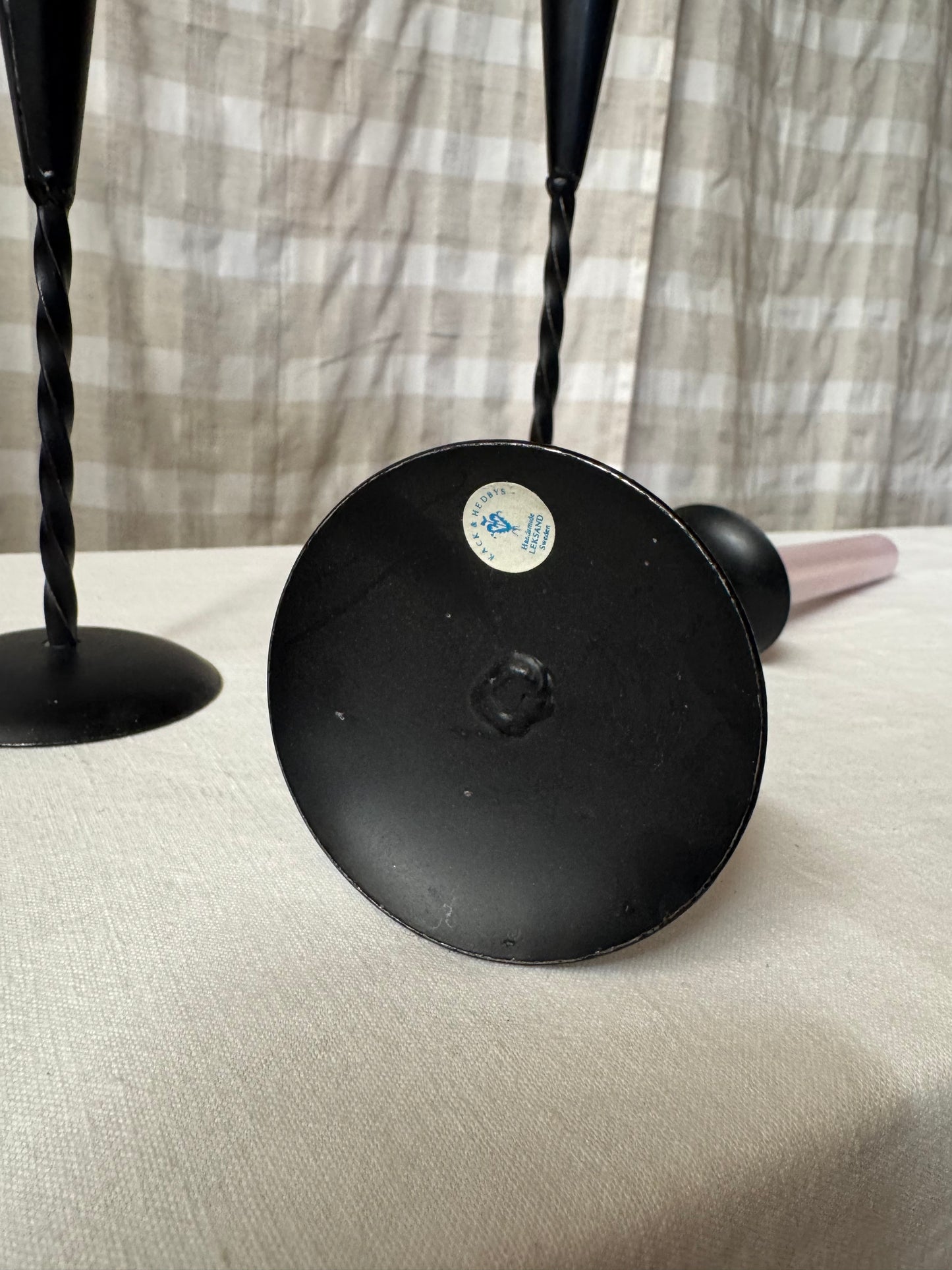 Ljusstakar i smide, Käck & Hedbys Leksand, 3 st, vintage