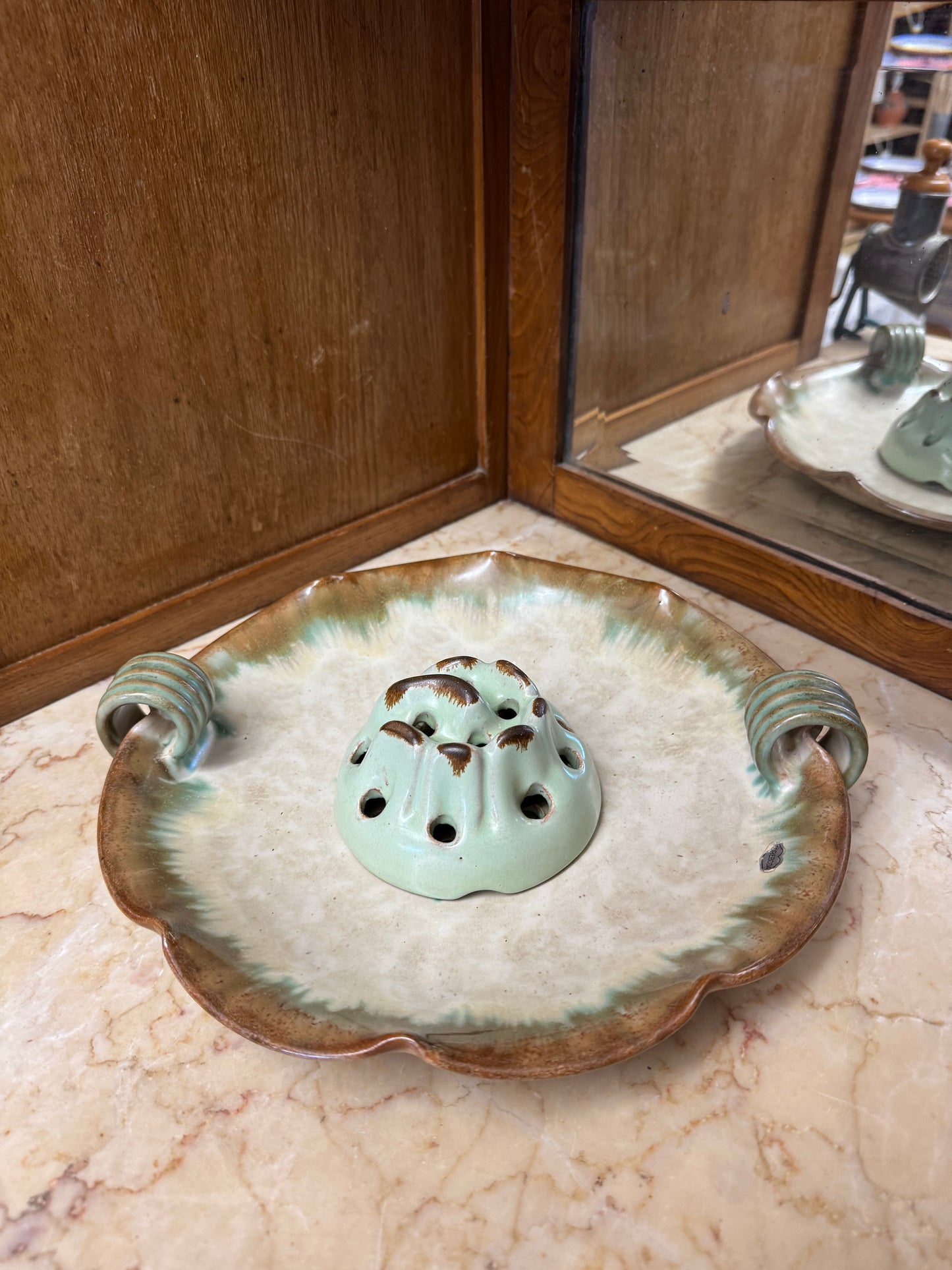 Grön blomsterfakir i keramik Ekeby