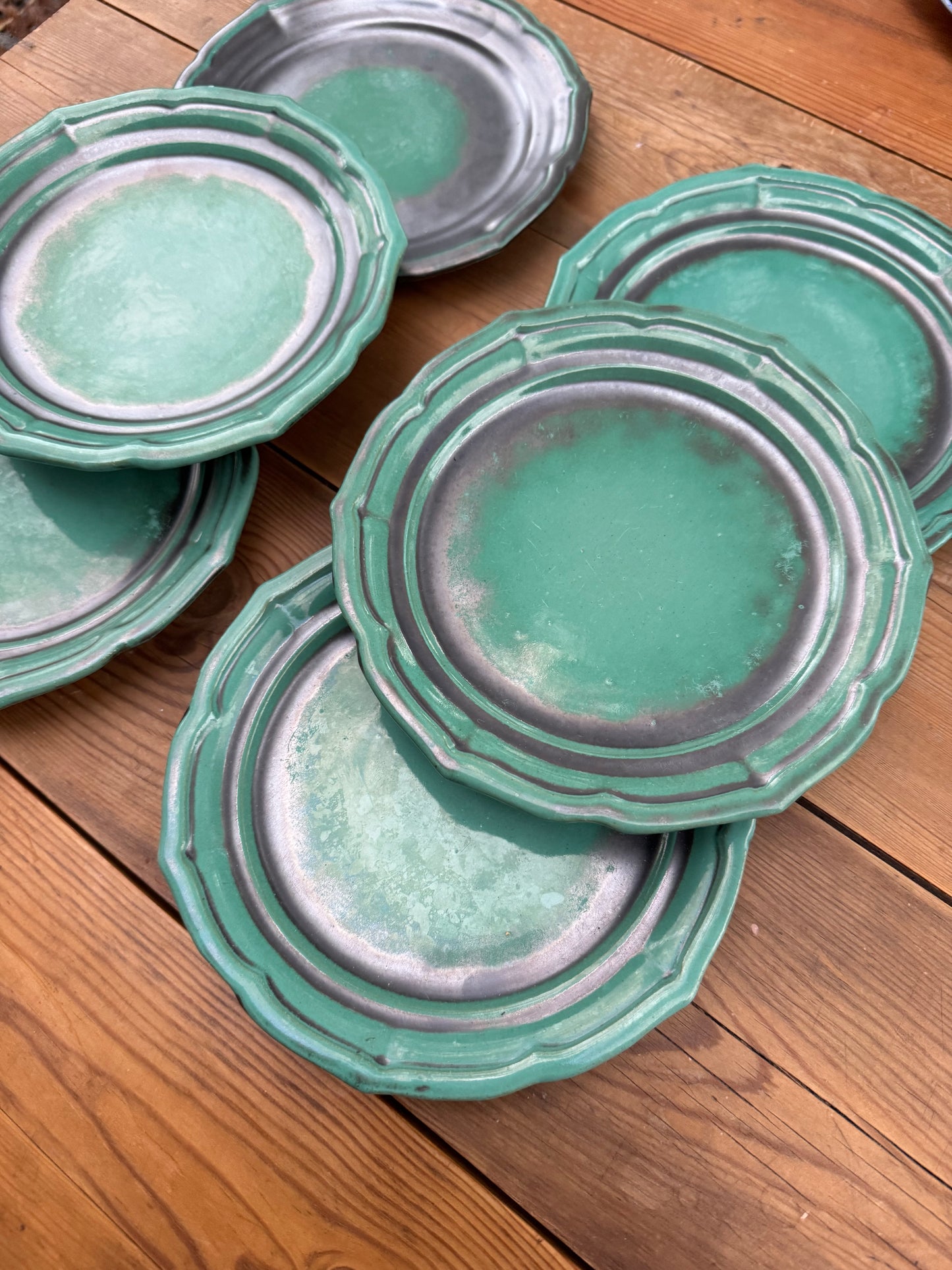 6st S:t Eriks Uppsala Ekeby grön assiett/fat