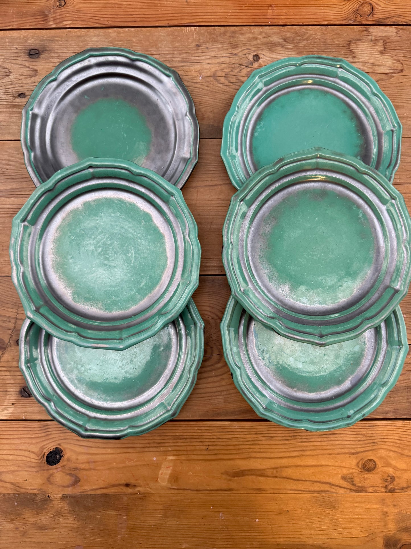 6st S:t Eriks Uppsala Ekeby grön assiett/fat