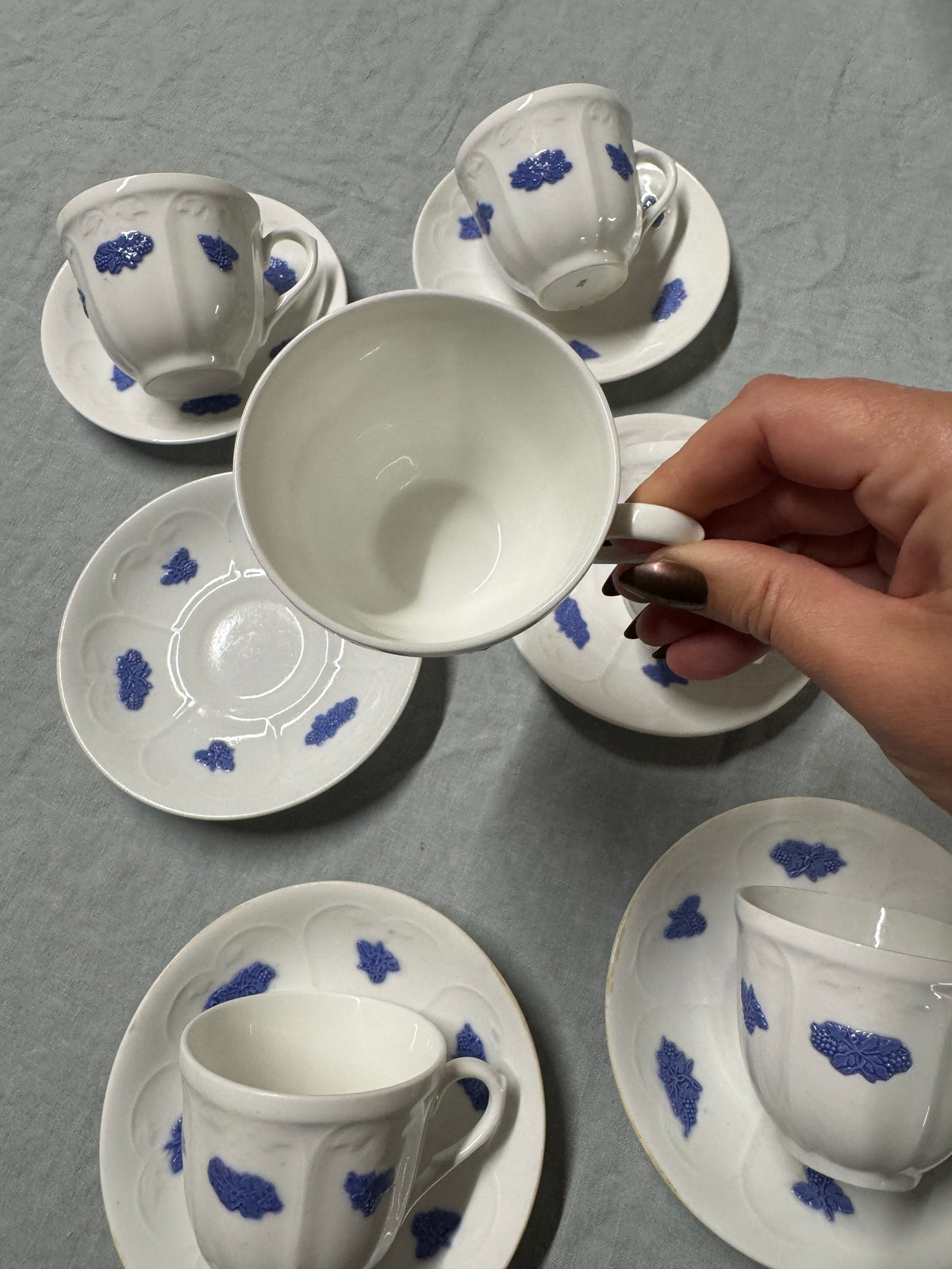 6st kaffekoppar med fat Blå Blom Gustavsberg