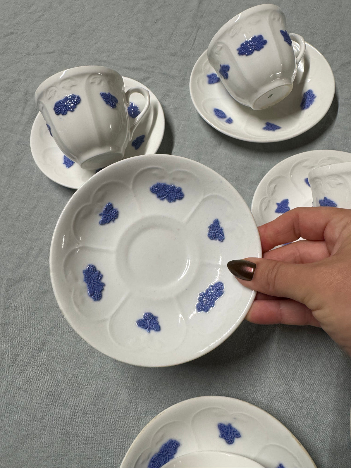 6st kaffekoppar med fat Blå Blom Gustavsberg