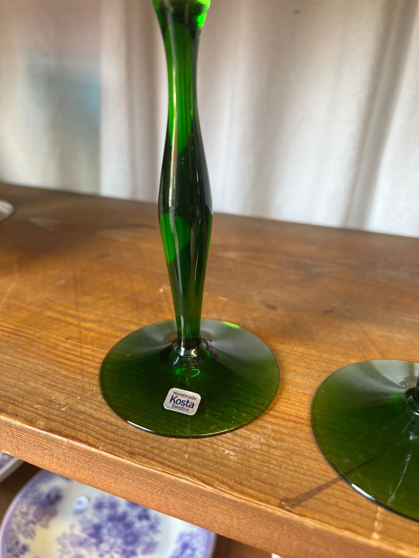 3st gröna höga glas Kosta Boda