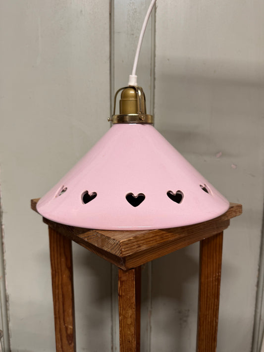 Skomakarlampa i rosa med hjärtan, stor