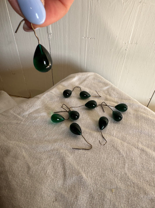 Mörkgröna glasdroppar, 10st
