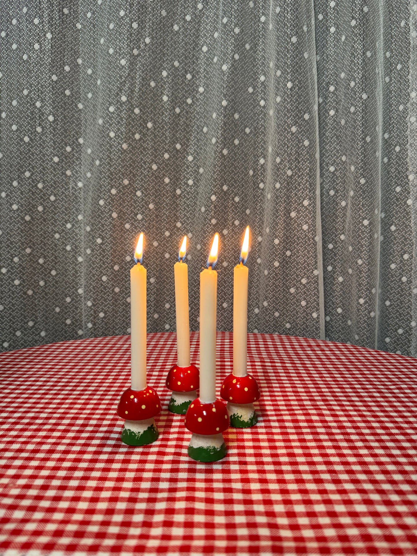 4st ljusstakar flugsvamp för julgransljus