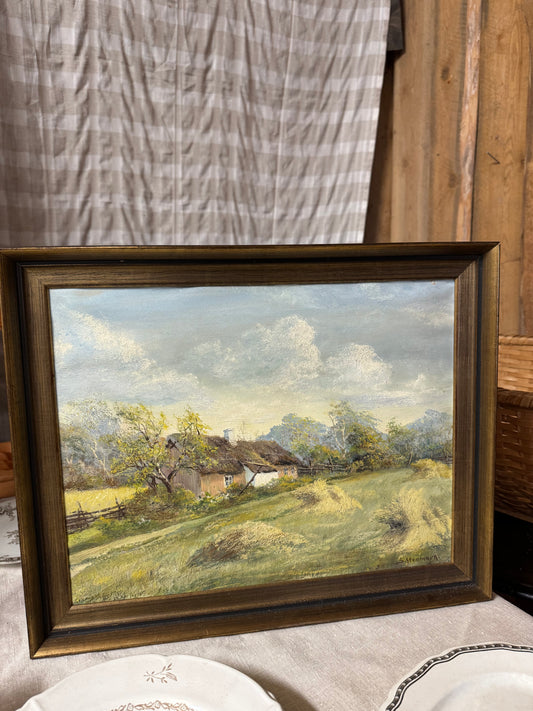 Tavla landskap med vacker ram