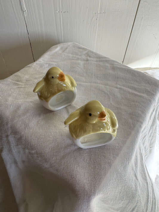 Servettringar i porslin kycklingar, 2st