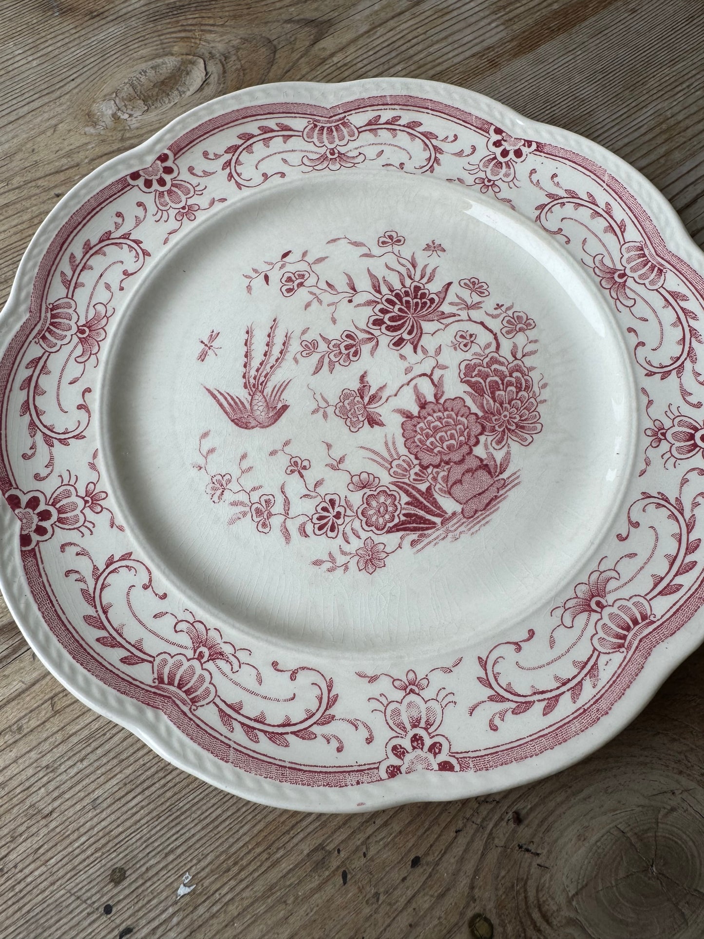 Tallrik rött porslin Fenix Gefle Sweden