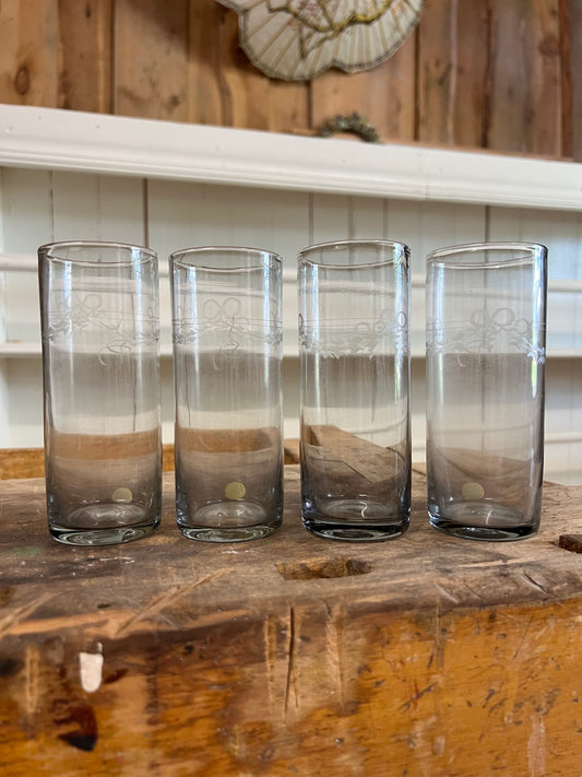 4 glas med dekor - Rejmyre Sweden