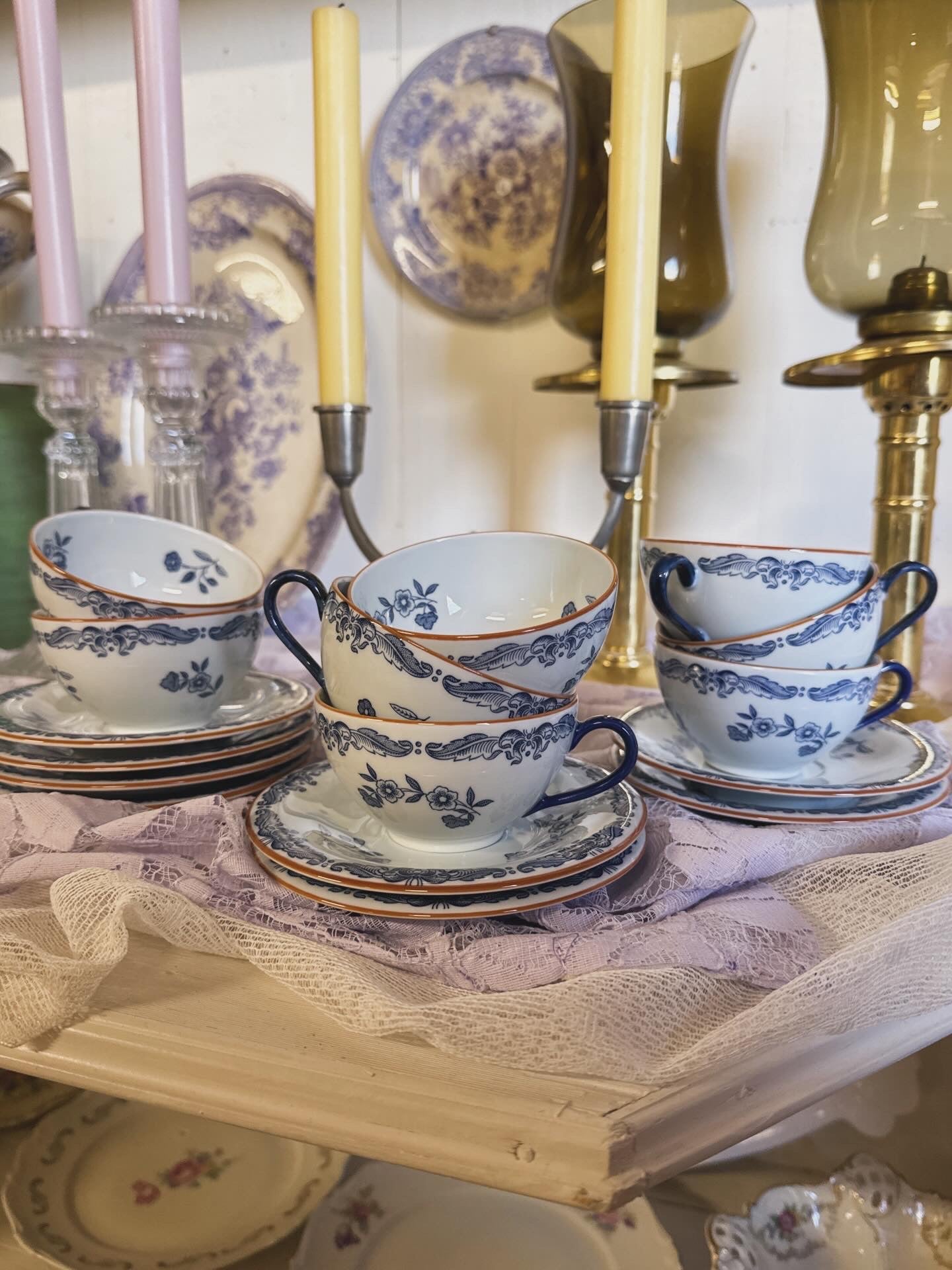 8st kaffekoppar med fat, Ostindia Rörstrand