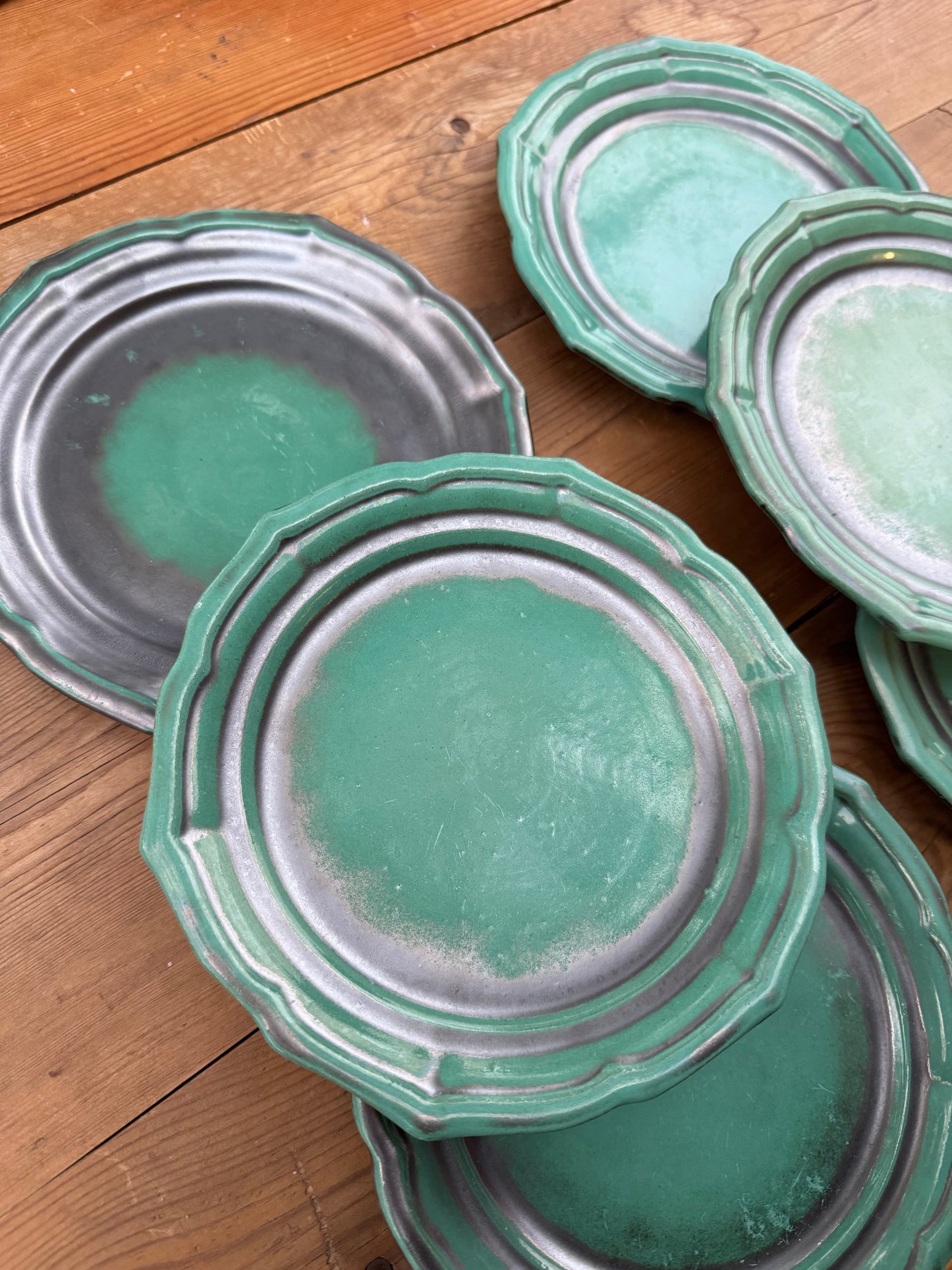 6st S:t Eriks Uppsala Ekeby grön assiett/fat