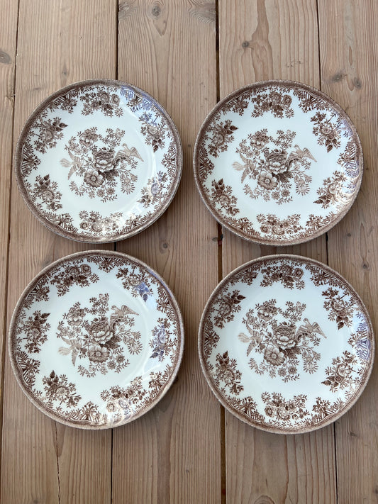 4st assietter - brun fasan Old Gustavsberg