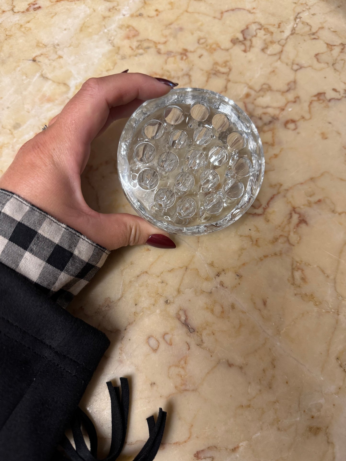 Stor blomsterfakir i klarglas - Ikebana 19 hål