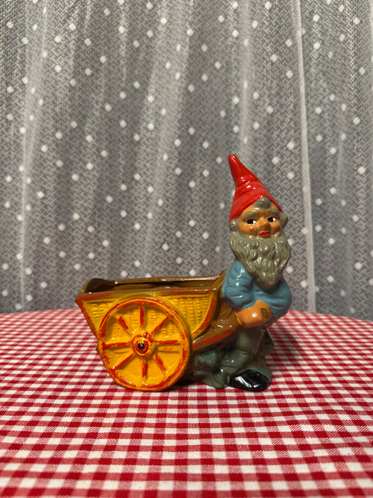 Äldre tomte med kärra i terrakotta W Germany 50/60-tal