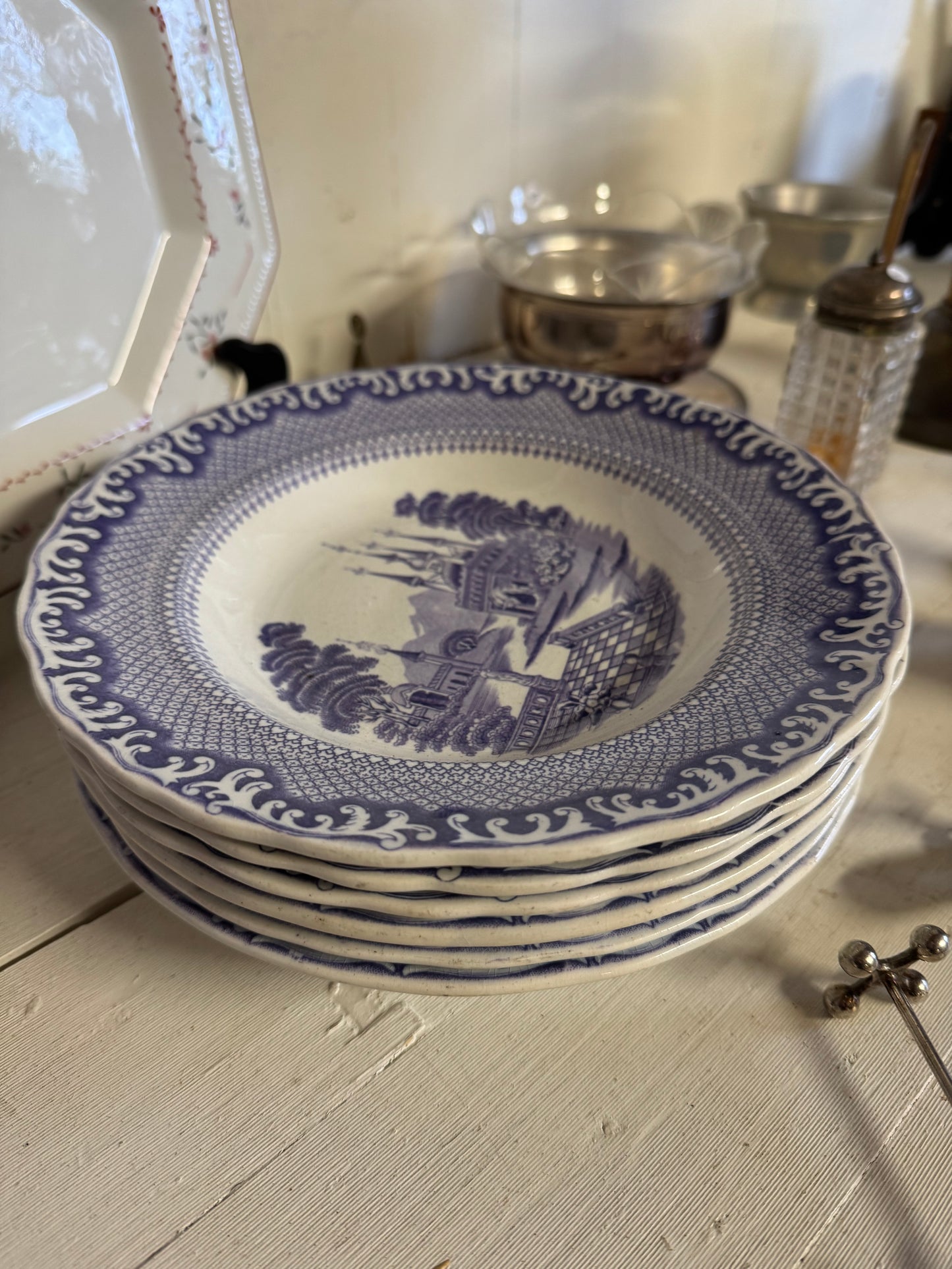 6st lila djupa tallrikar Rörstrand