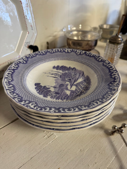 6st lila djupa tallrikar Rörstrand