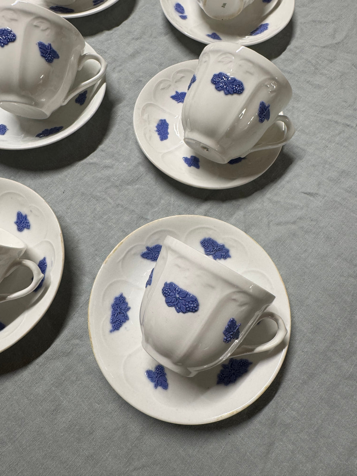 6st kaffekoppar med fat Blå Blom Gustavsberg